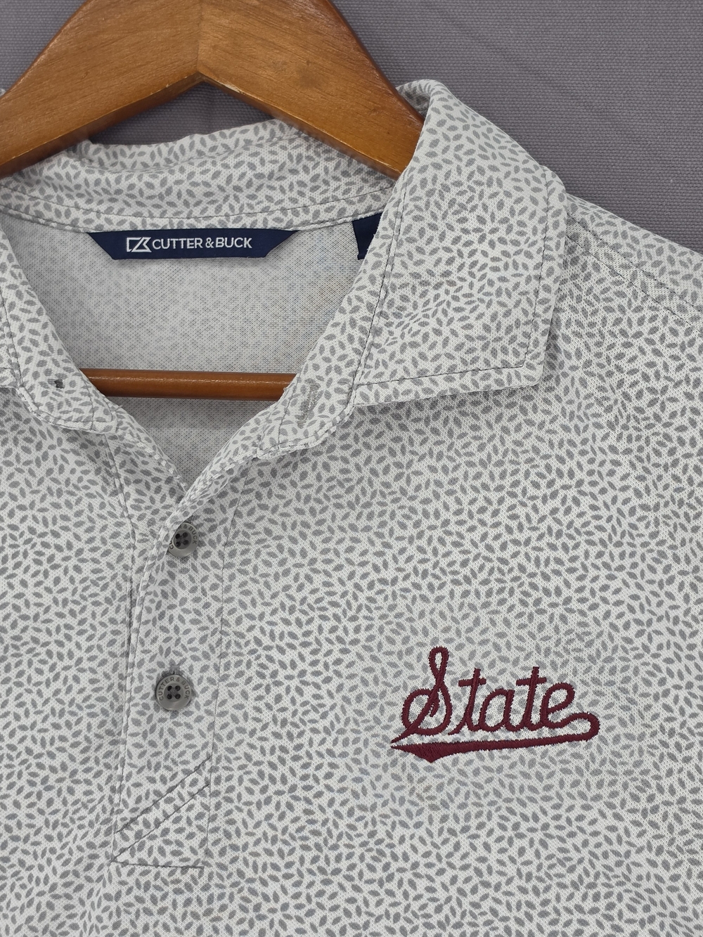 Cutter & Buck White Heather Polo Mississippi "State"
